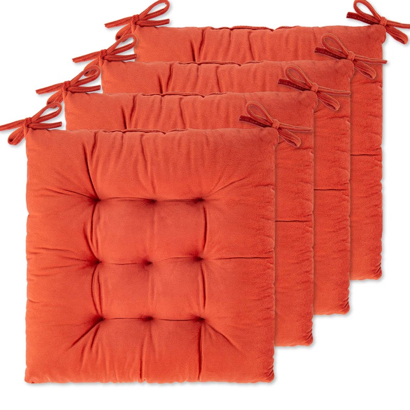 WONDER MIRACLE 4 Pack Seat Cushion/Chair Cushion Pads for Dining Chairs, Office Chair, Floor, Machine Wash & Dryer Friendly (Flannel 16"Ã—16", Carrot) - Image 1